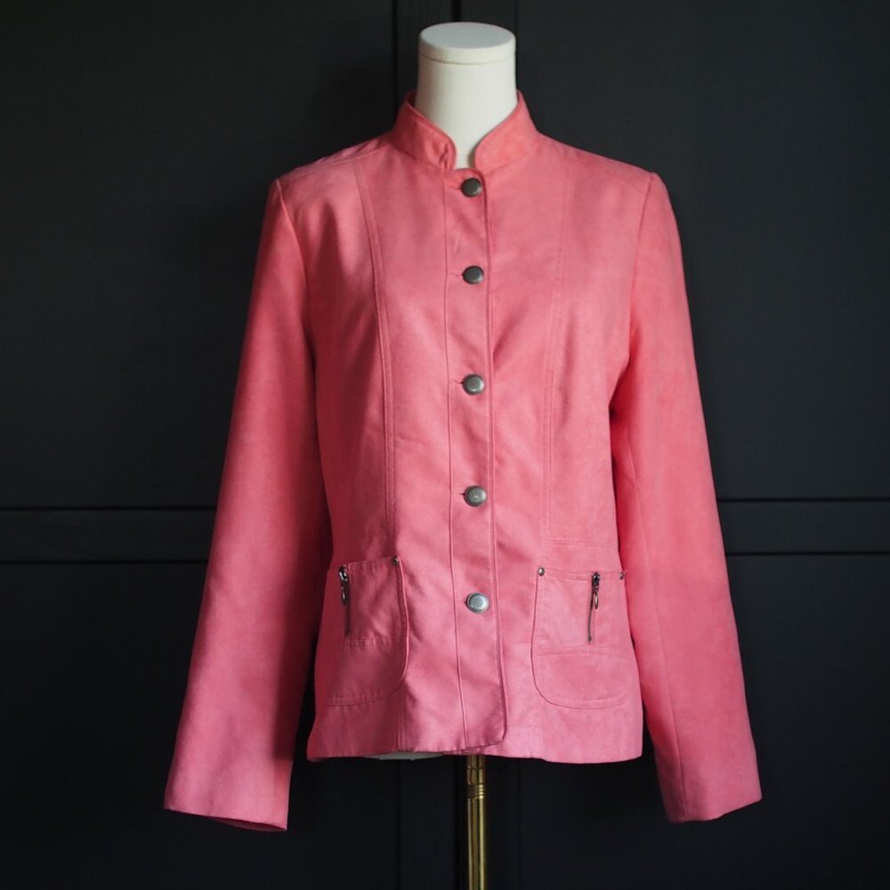 TanJay | Coral Button Front Faux Suede Jacket